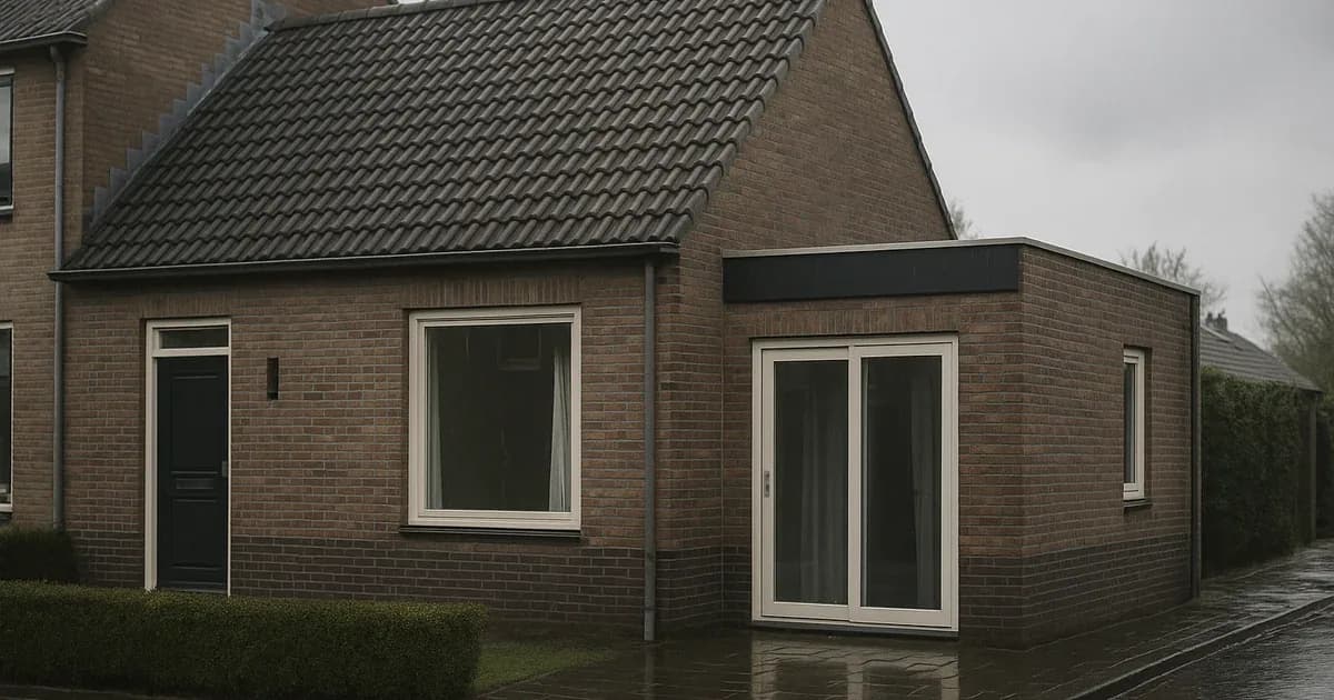 Nieuwe aanbouw aan de achterzijde van een woning