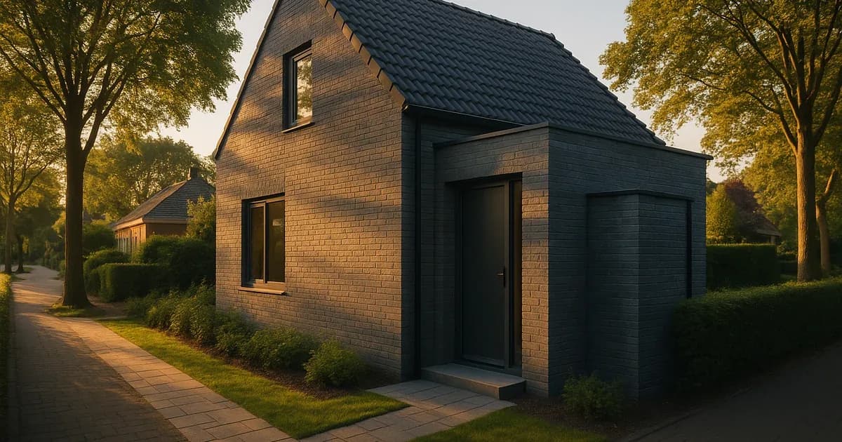 Bouwtekening van een aanbouw met maatvoering