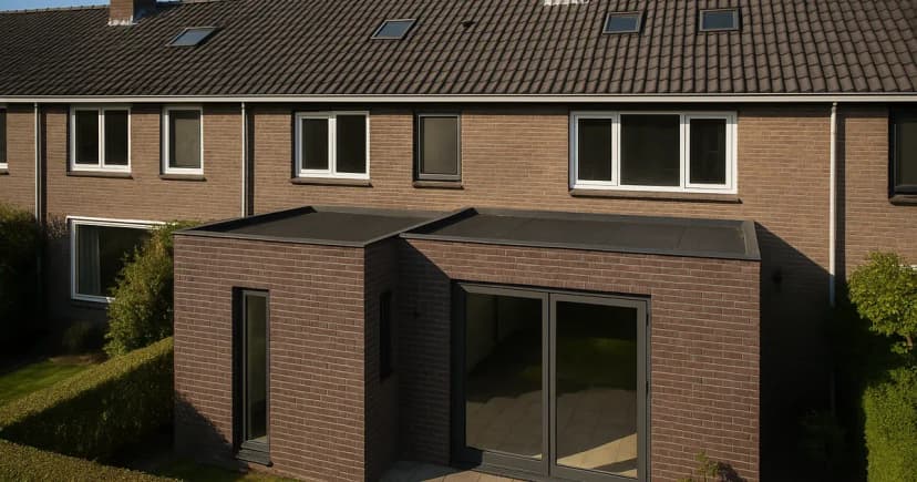 Uitbouw aan de achterkant van een woonhuis