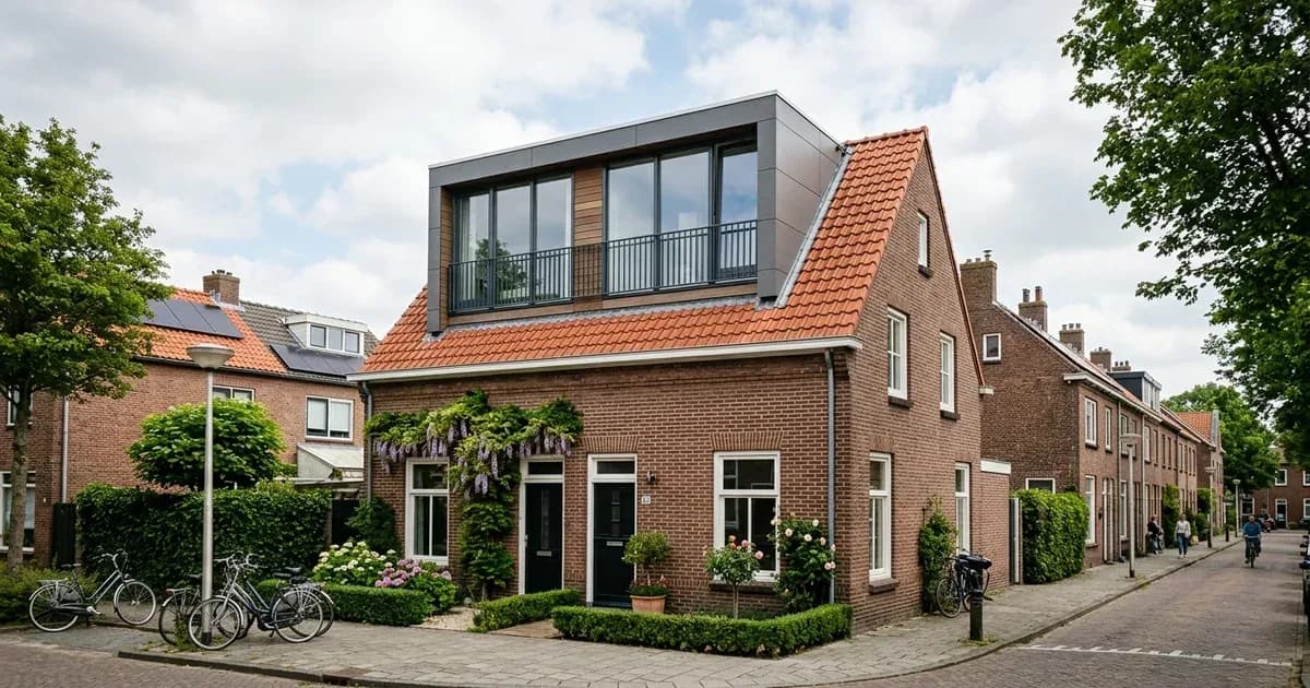 Dakopbouw met nokverhoging op een woning