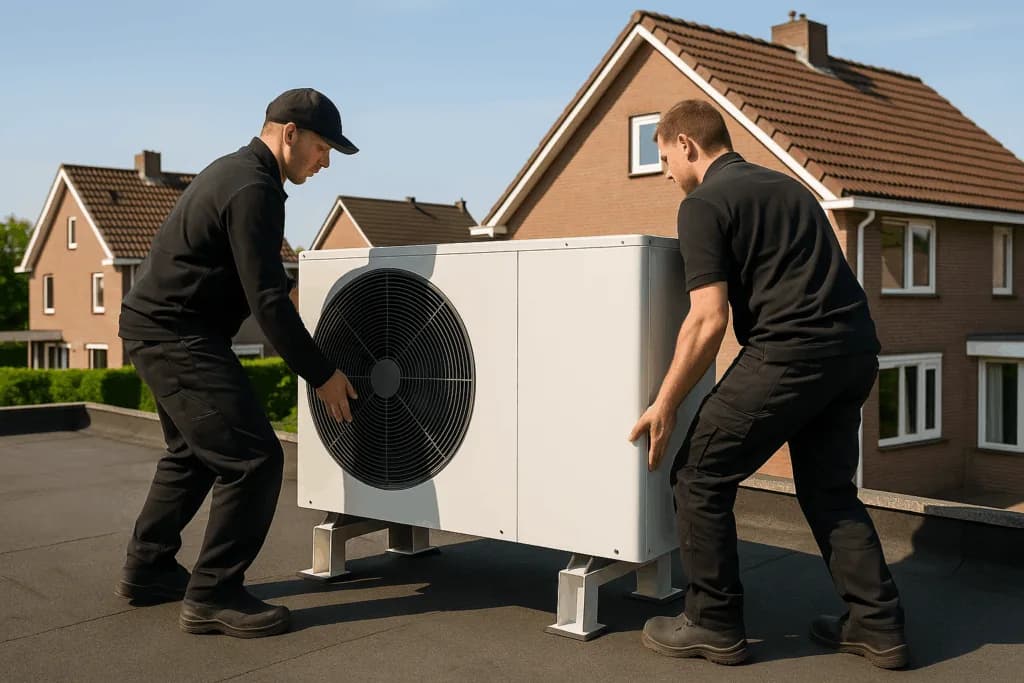 Warmtepomp aan de buitengevel van een woning